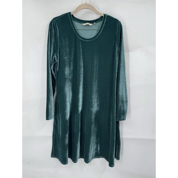 Soft Surrounding Velour Long Sleeve Mini Dress Women Petite Medium Green Holiday - Picture 2 of 7